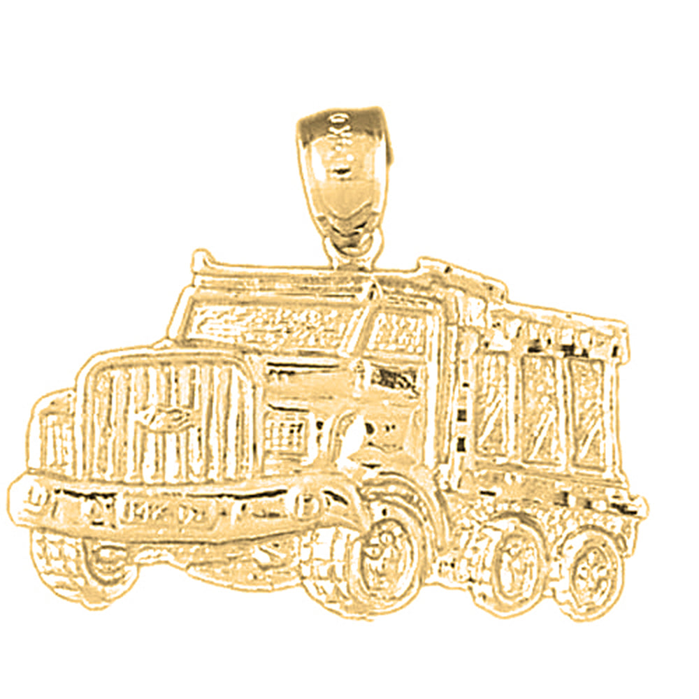 Yellow Gold-plated Silver Dump Truck Pendant
