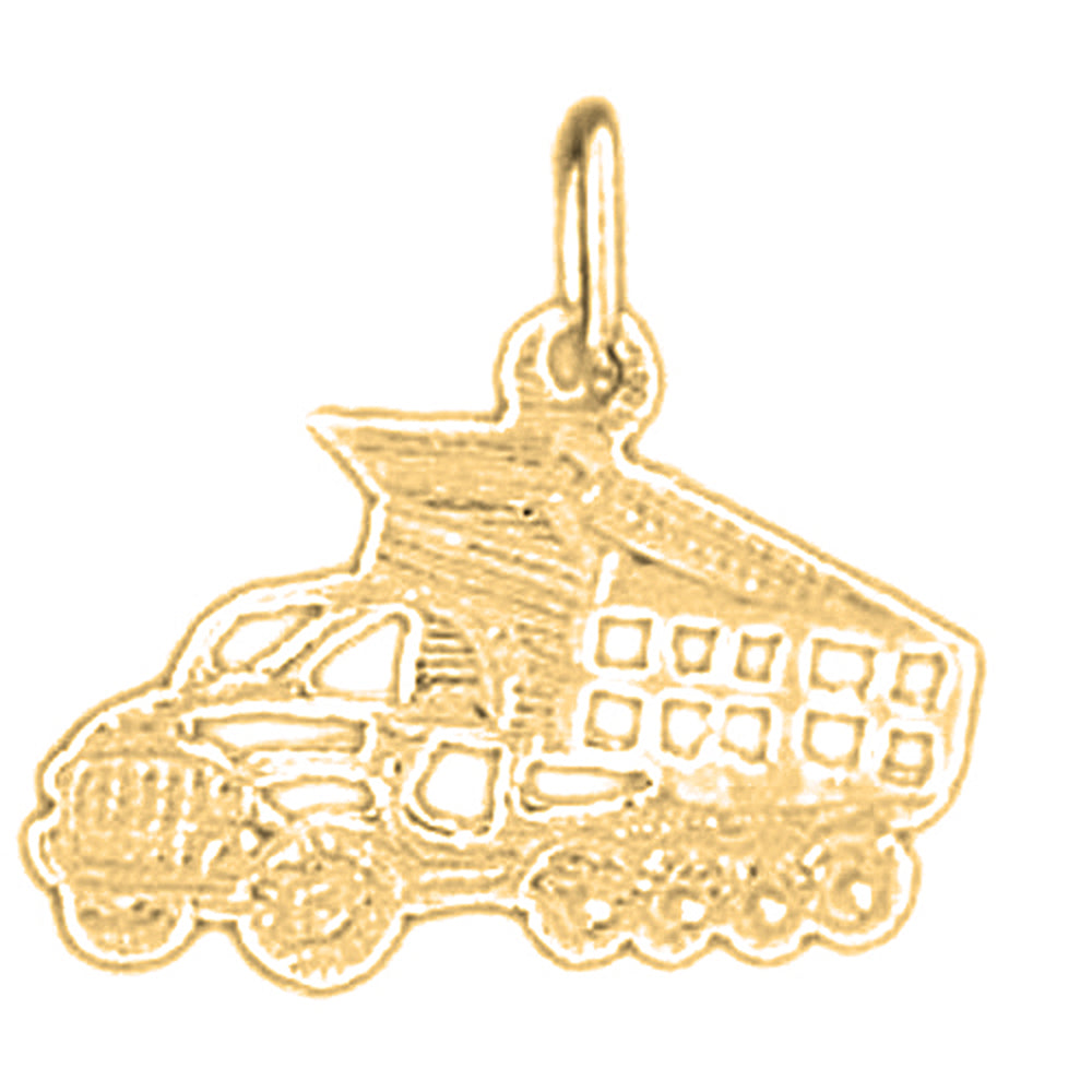 Yellow Gold-plated Silver Dump Truck Pendant