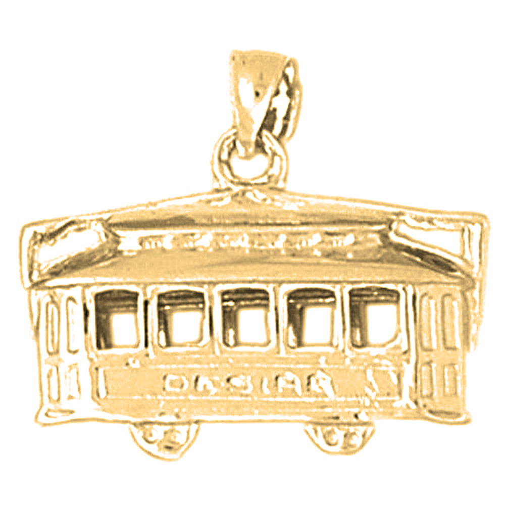 Yellow Gold-plated Silver 3D Trolly Pendant
