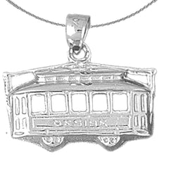 Sterling Silver 3D Trolly Pendant (Rhodium or Yellow Gold-plated)
