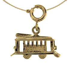 Sterling Silver 3D Trolly Pendant (Rhodium or Yellow Gold-plated)