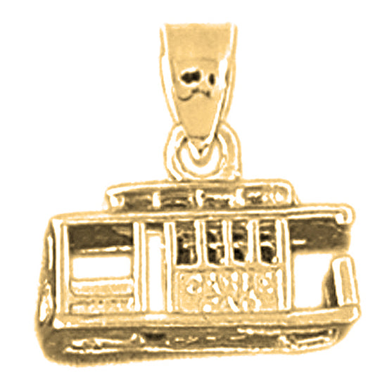 Yellow Gold-plated Silver 3D Trolly Pendant