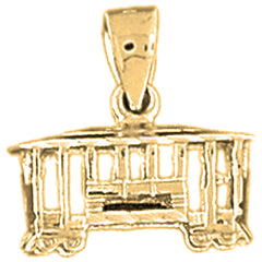 Yellow Gold-plated Silver 3D Trolly Pendant