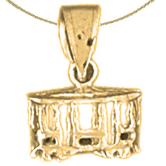 Sterling Silver 3D Trolly Pendant (Rhodium or Yellow Gold-plated)