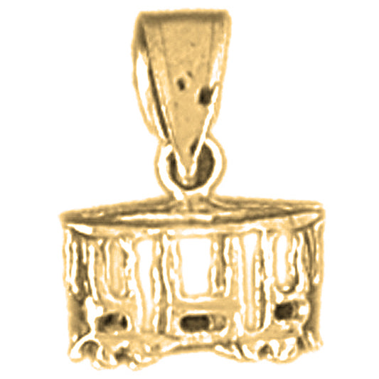 Yellow Gold-plated Silver 3D Trolly Pendant