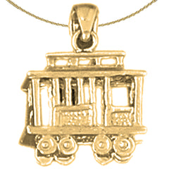 Sterling Silver 3D Trolly Pendant (Rhodium or Yellow Gold-plated)