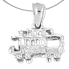 Sterling Silver 3D Trolly Pendant (Rhodium or Yellow Gold-plated)