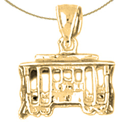 Sterling Silver 3D Trolly Pendant (Rhodium or Yellow Gold-plated)