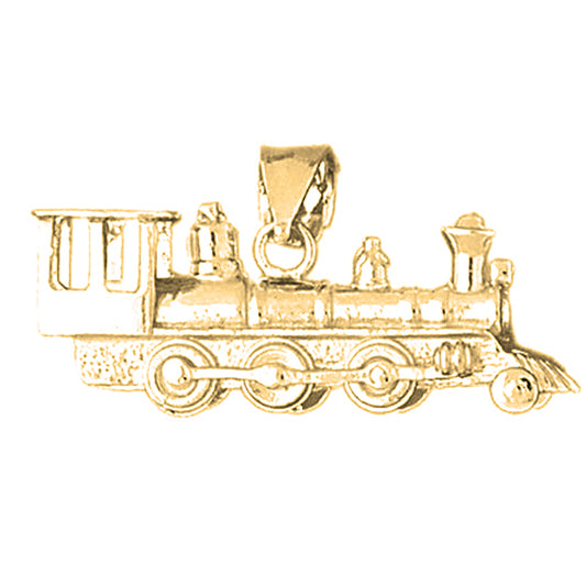 Yellow Gold-plated Silver 3D Train Engine Locomotive Pendant