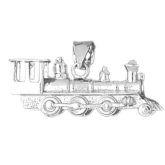 Sterling Silver 3D Train Engine Locomotive Pendant