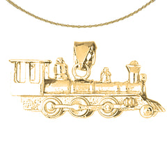 Colgante de locomotora de motor de tren 3D de plata de ley (chapado en rodio o oro amarillo)
