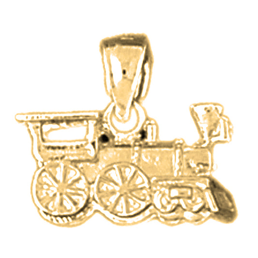 Yellow Gold-plated Silver 3D Train Engine Locomotive Pendant