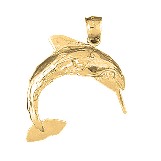 Yellow Gold-plated Silver Dolphin Pendant