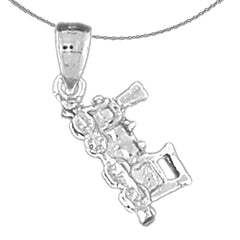 Sterling Silver 3D Train Engine Locomotive Pendant (Rhodium or Yellow Gold-plated)