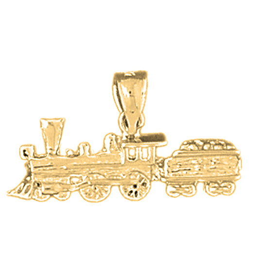 Yellow Gold-plated Silver Train Engine Locomotive Pendant
