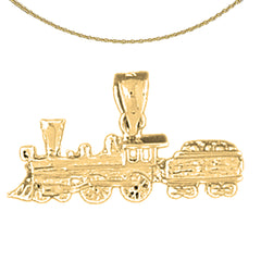 Colgante de locomotora de motor de tren de plata de ley (chapado en rodio o oro amarillo)
