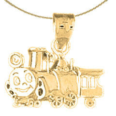 Sterling Silver Train Engine Locomotive Pendant (Rhodium or Yellow Gold-plated)