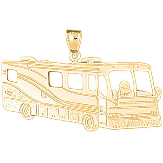 Yellow Gold-plated Silver Rv Recreational Vehicle Pendant