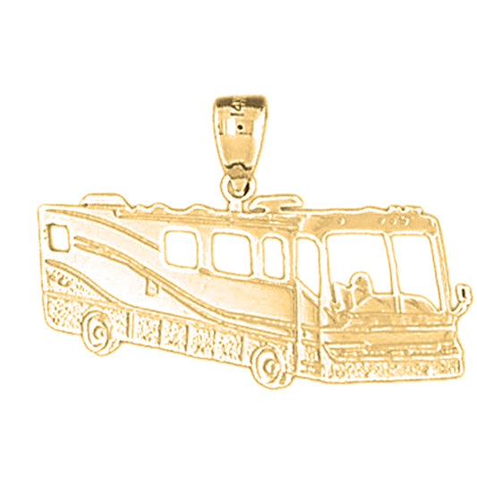 Yellow Gold-plated Silver Rv Recreational Vehicle Pendant