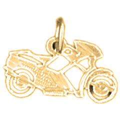 Yellow Gold-plated Silver Motorcycle Pendant