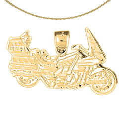 Colgante de motocicleta de plata de ley (bañado en rodio o oro amarillo)