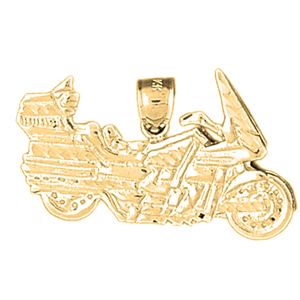 Yellow Gold-plated Silver Motorcycle Pendant