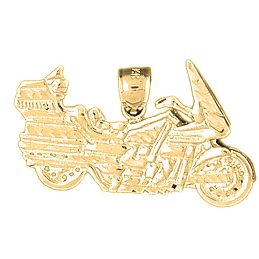 Yellow Gold-plated Silver Motorcycle Pendant