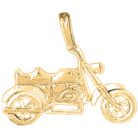 Yellow Gold-plated Silver Motorcycle Pendant