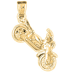 Yellow Gold-plated Silver 3D Motorcycle Pendant