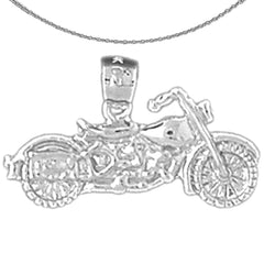 Sterling Silver Motorcycle Pendant (Rhodium or Yellow Gold-plated)