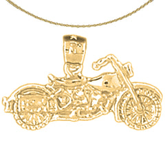 Colgante de motocicleta de plata de ley (bañado en rodio o oro amarillo)