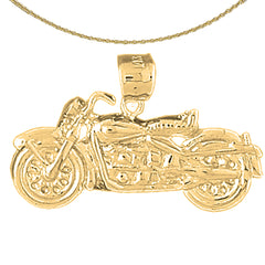 Sterling Silver Motorcycle Pendant (Rhodium or Yellow Gold-plated)