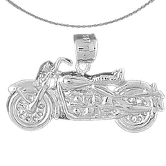 Sterling Silver Motorcycle Pendant (Rhodium or Yellow Gold-plated)
