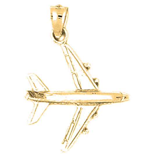 Yellow Gold-plated Silver 3D Airplane Pendants