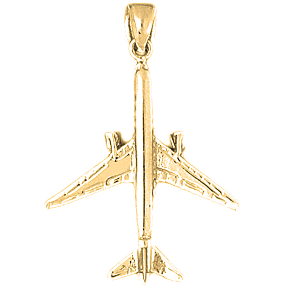 10K, 14K or 18K Gold 3D Airplane Pendant