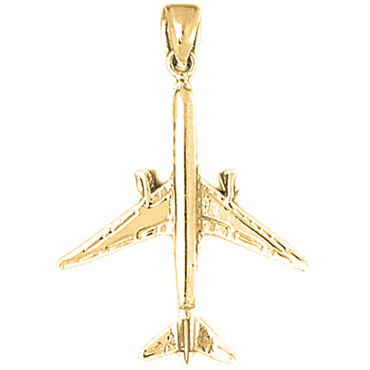 Yellow Gold-plated Silver 3D Airplane Pendants