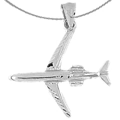 Sterling Silver Airplane Pendants (Rhodium or Yellow Gold-plated)
