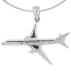 Sterling Silver Airplane Pendants (Rhodium or Yellow Gold-plated)