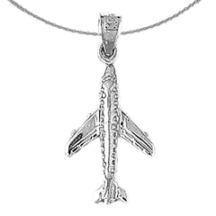 Sterling Silver 3D Airplane Pendants (Rhodium or Yellow Gold-plated)