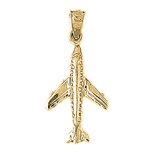 Yellow Gold-plated Silver 3D Airplane Pendants