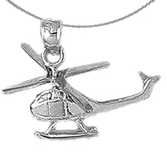 Sterling Silver Helicopter Pendants (Rhodium or Yellow Gold-plated)