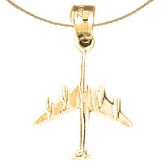 Sterling Silver Airplane Pendants (Rhodium or Yellow Gold-plated)