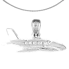 Sterling Silver Airplane Pendants (Rhodium or Yellow Gold-plated)