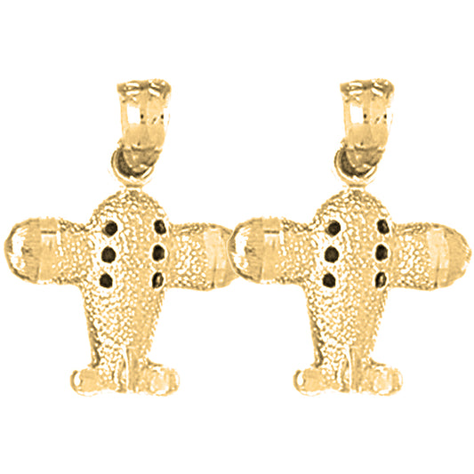 Yellow Gold-plated Silver 21mm Airplane Earrings