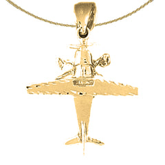 Sterling Silver Airplane Pendants (Rhodium or Yellow Gold-plated)