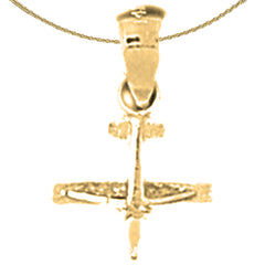 Sterling Silver 3D Airplane Pendants (Rhodium or Yellow Gold-plated)
