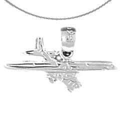 Sterling Silver Airplane Pendants (Rhodium or Yellow Gold-plated)