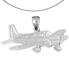 Sterling Silver Airplane Pendants (Rhodium or Yellow Gold-plated)