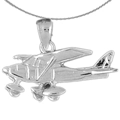 Sterling Silver Airplane Pendants (Rhodium or Yellow Gold-plated)