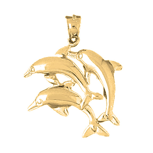 Yellow Gold-plated Silver Dolphin Pendant